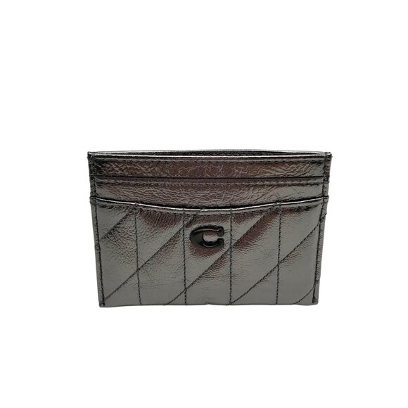 Coach Gun Metal Quilted Pillow Leather Essential  Card Case - Picture 1 of 10